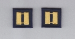 CAPT Captain GOLD on NAVY BLUE rank insignia collar/lapel patches SMALL 1.25"